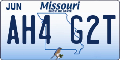MO license plate AH4G2T
