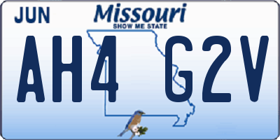 MO license plate AH4G2V