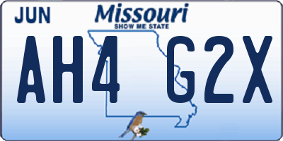MO license plate AH4G2X