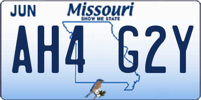 MO license plate AH4G2Y