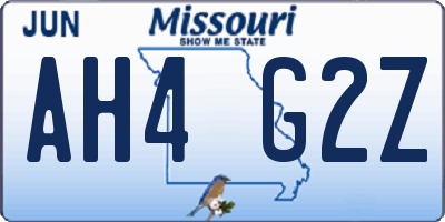 MO license plate AH4G2Z