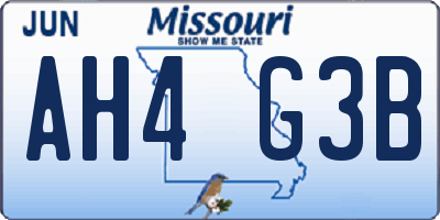 MO license plate AH4G3B
