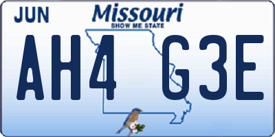 MO license plate AH4G3E