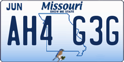 MO license plate AH4G3G