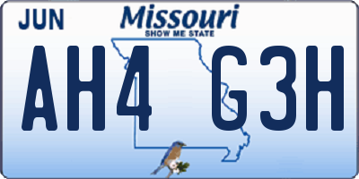 MO license plate AH4G3H