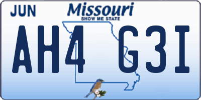 MO license plate AH4G3I