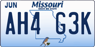 MO license plate AH4G3K