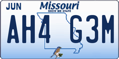 MO license plate AH4G3M
