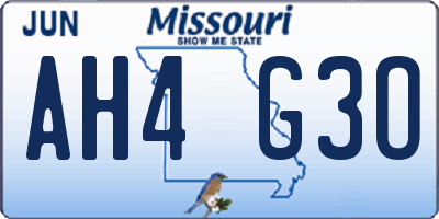 MO license plate AH4G3O