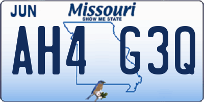 MO license plate AH4G3Q