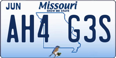 MO license plate AH4G3S