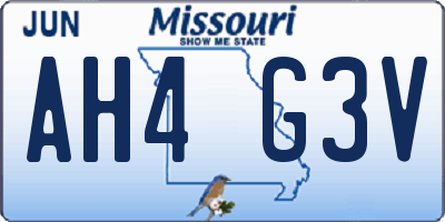 MO license plate AH4G3V