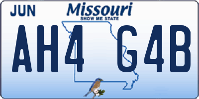 MO license plate AH4G4B