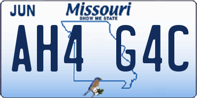 MO license plate AH4G4C