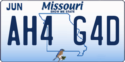 MO license plate AH4G4D