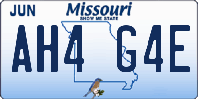 MO license plate AH4G4E