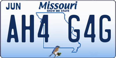 MO license plate AH4G4G