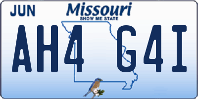 MO license plate AH4G4I