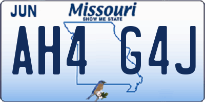 MO license plate AH4G4J