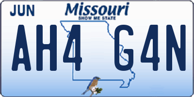 MO license plate AH4G4N