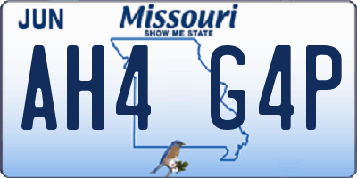 MO license plate AH4G4P