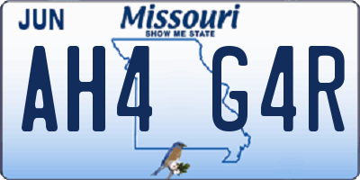 MO license plate AH4G4R