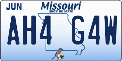 MO license plate AH4G4W