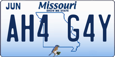 MO license plate AH4G4Y
