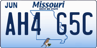 MO license plate AH4G5C