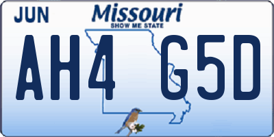 MO license plate AH4G5D