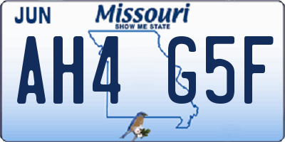 MO license plate AH4G5F