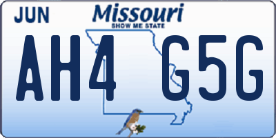 MO license plate AH4G5G