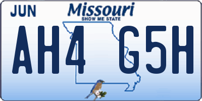 MO license plate AH4G5H