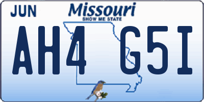MO license plate AH4G5I