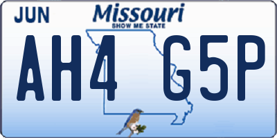 MO license plate AH4G5P