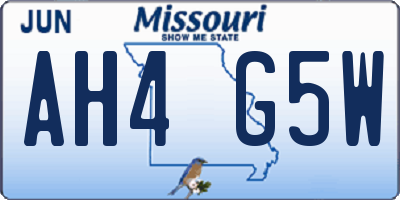 MO license plate AH4G5W