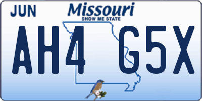 MO license plate AH4G5X