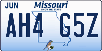 MO license plate AH4G5Z
