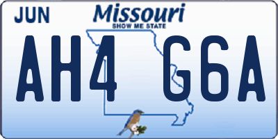MO license plate AH4G6A