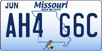 MO license plate AH4G6C