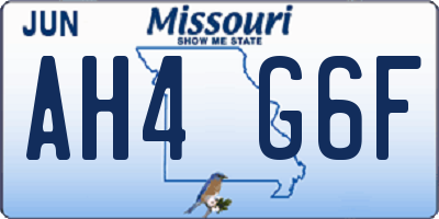 MO license plate AH4G6F