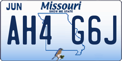 MO license plate AH4G6J