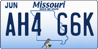 MO license plate AH4G6K