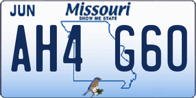 MO license plate AH4G6O