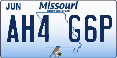 MO license plate AH4G6P