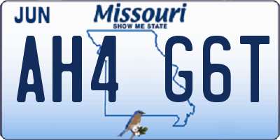 MO license plate AH4G6T