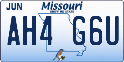 MO license plate AH4G6U