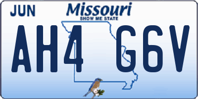MO license plate AH4G6V