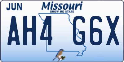 MO license plate AH4G6X