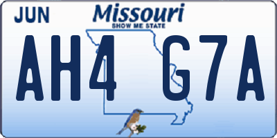 MO license plate AH4G7A